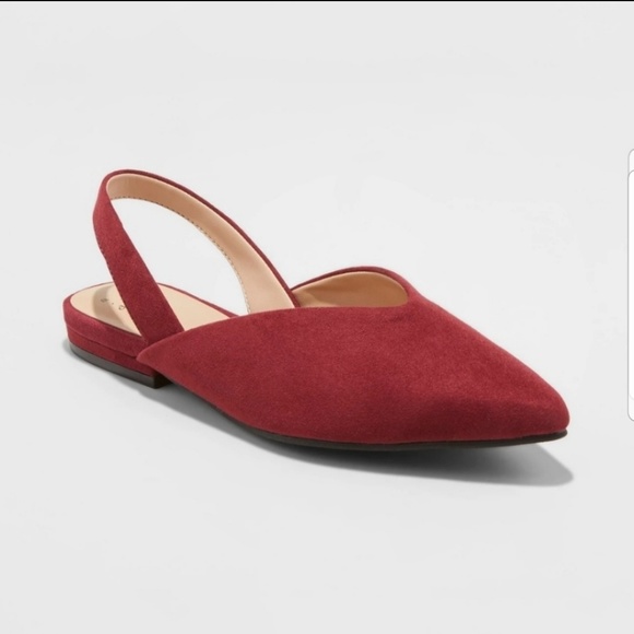 Shoes - NEW Slingback Mules Burgundy Flat Maroon V Flats